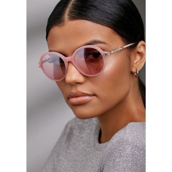 Swarovski | Pink Mirrored Round Sunglasses NEW Rhinestone main image 5